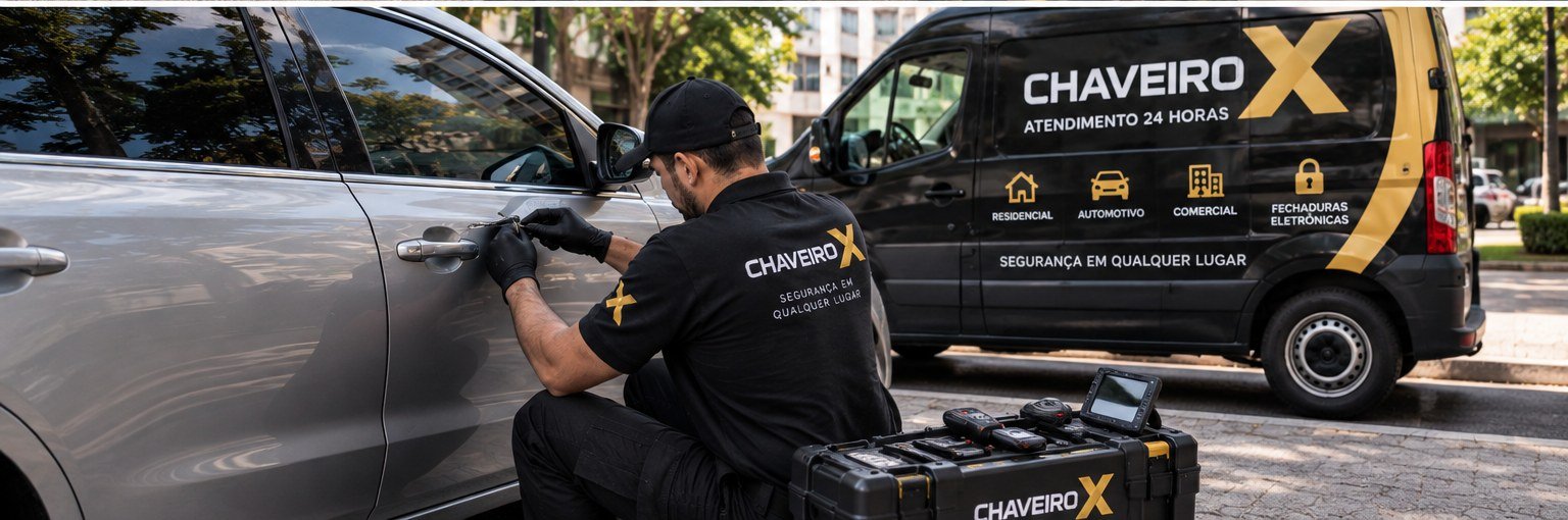 Técnico do Chaveiro X destravando porta de carro na Brás
